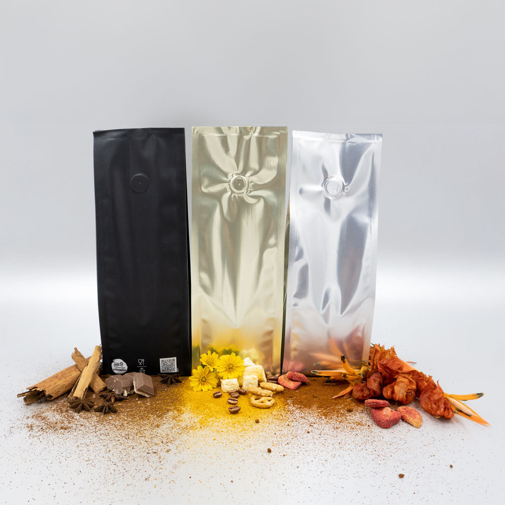 Bolsas Flow Pack de Cuatro Sellos – Café y Chocolate