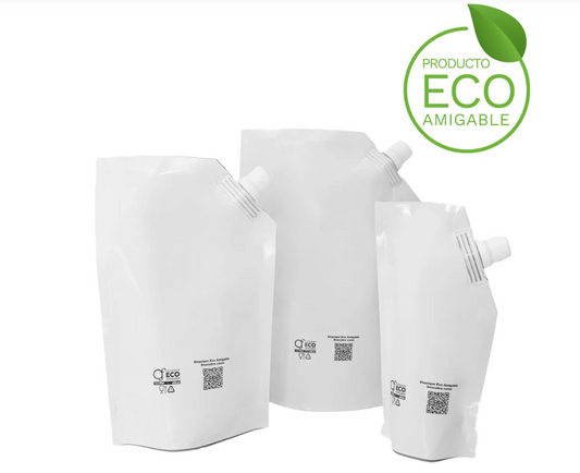 Bolsa Eco-Amigable Optiflex Blanca/Negra (Llenado por Boca)